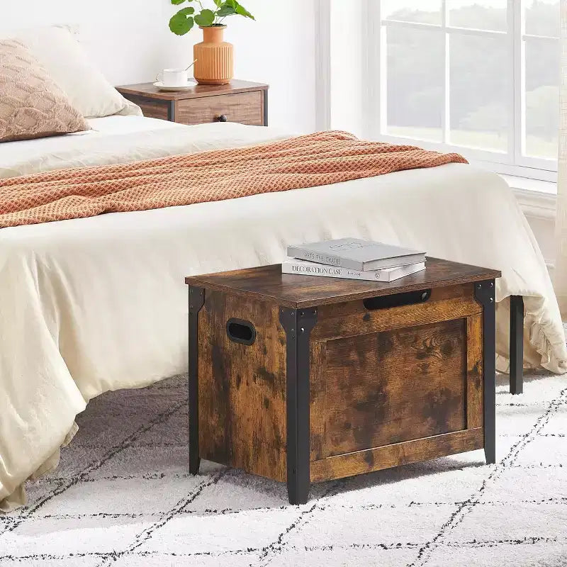 Storage Bench Retro Wooden Storage Chest with 2 Safety Hinges Loads 300 lb Storage Ottoman Bench for Bedroom Living Room Rustic