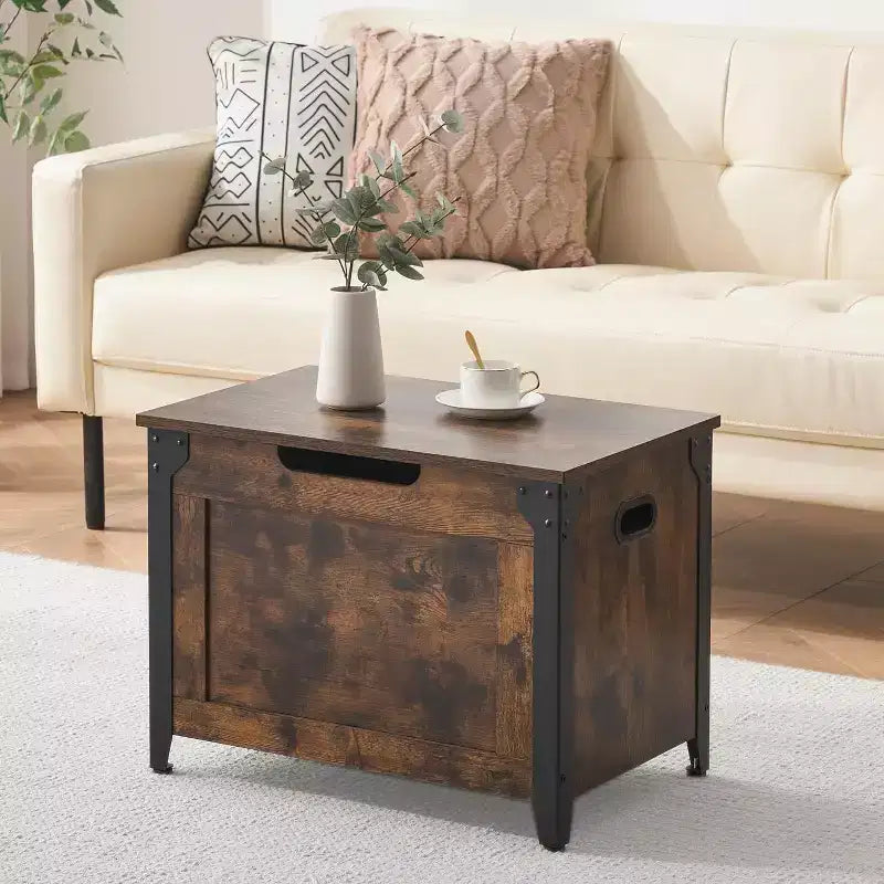 Storage Bench Retro Wooden Storage Chest with 2 Safety Hinges Loads 300 lb Storage Ottoman Bench for Bedroom Living Room Rustic