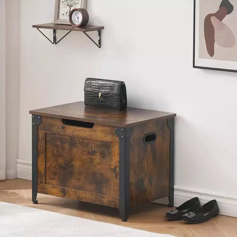 Storage Bench Retro Wooden Storage Chest with 2 Safety Hinges Loads 300 lb Storage Ottoman Bench for Bedroom Living Room Rustic