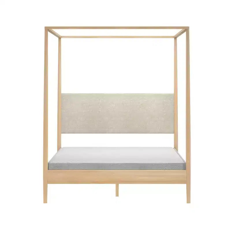 Harbor Queen Canopy Bed with Upholstered Headboard Blonde/ Swiss Coffee (MD2411-01)