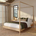Harbor Queen Canopy Bed with Upholstered Headboard Blonde/ Swiss Coffee (MD2411-01)