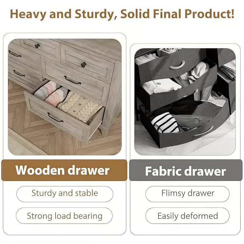 GustoWave 54 7-Drawer Dresser with Anti-Tip Safety Feature - Modern Storage Chest for Bedroom or Living Room