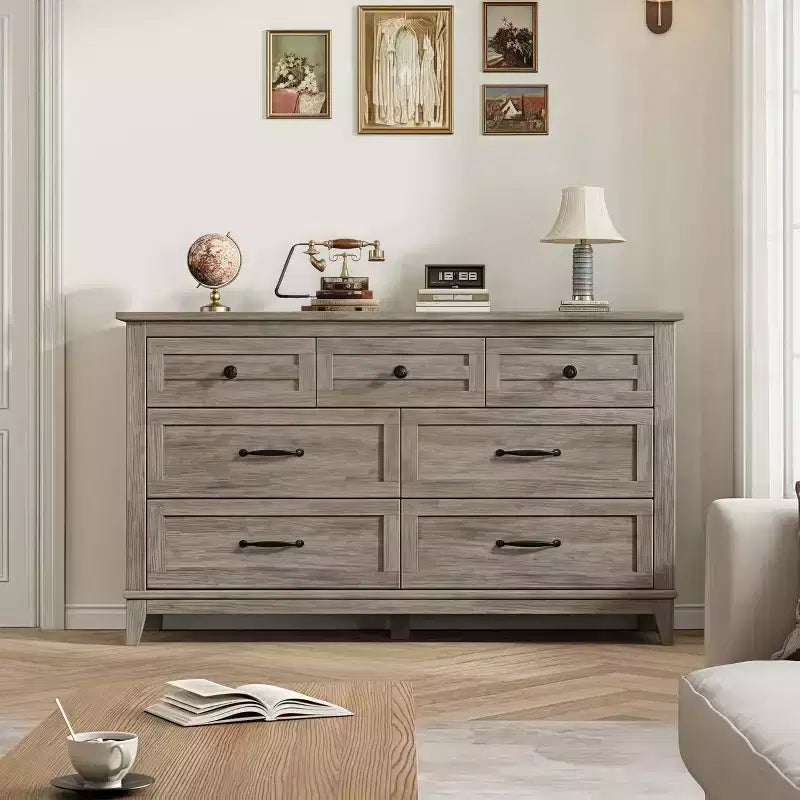 GustoWave 54 7-Drawer Dresser with Anti-Tip Safety Feature - Modern Storage Chest for Bedroom or Living Room