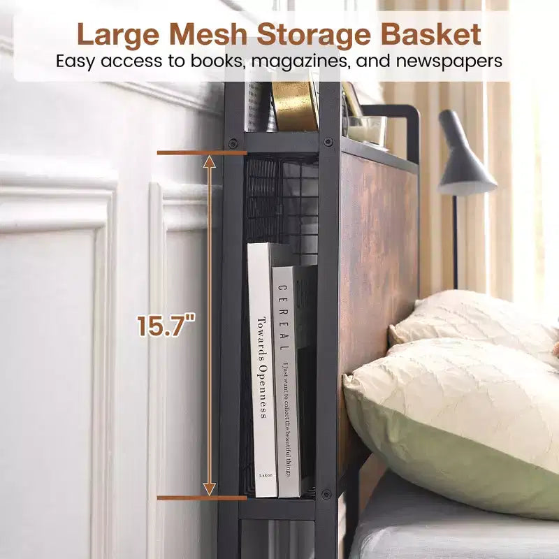Queen Bed Frame 4 Drawers and Storage Headboard Metal Platform Bed Easy Assembly No Box Spring Needed
