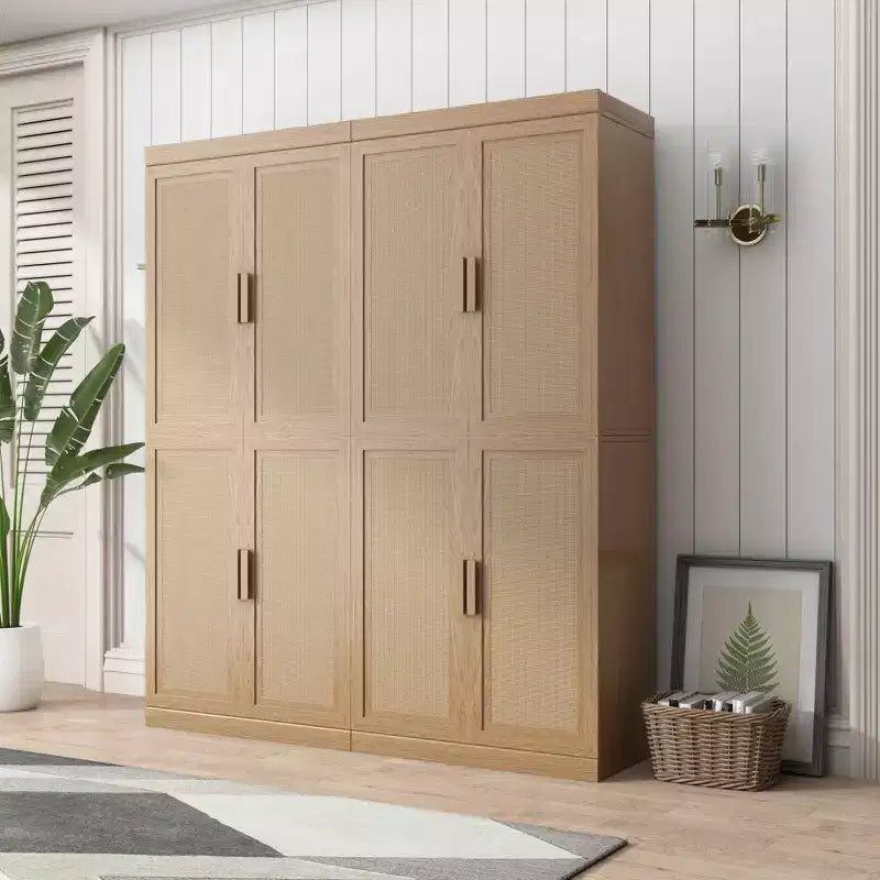 PexFix 36 Modular Sideboard Cabinet with Storage Farmhouse Buffet Cabinet with Rattan Doors for Living Room Kitchen Dining Room Entryway Natural