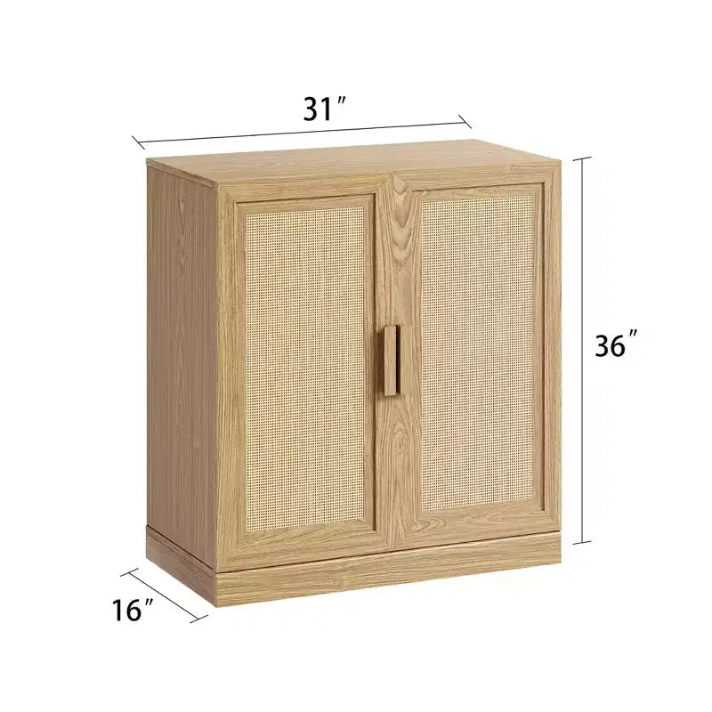 PexFix 36 Modular Sideboard Cabinet with Storage Farmhouse Buffet Cabinet with Rattan Doors for Living Room Kitchen Dining Room Entryway Natural