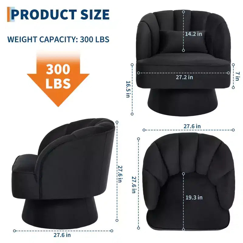Modern Swivel Barrel Accent Chair 360 Teddy Fabric Upholstered Armchair with Striped Backrest & Plush Padding Comfy Round Lounge Chair
