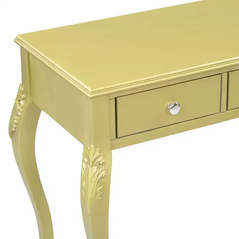 Luxury Dressing Table with 3-Drawer Console for Storage Wall-Mounted Oval Mirror Elegant Beauty Station for Bedroom Dressing Room Salon