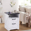 COZONY Nightstand with Charging Station 2 AC Outlets & 2 USB Ports Industrial Bedside Table with 2 Drawers for Bedroom