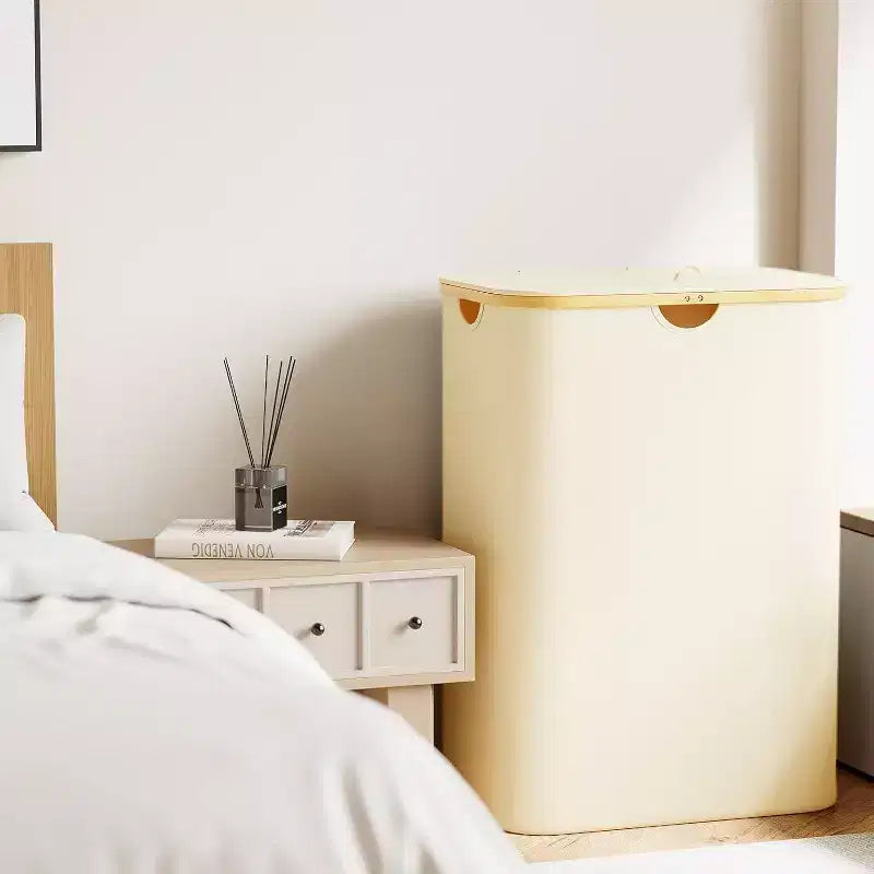 Laundry Hamper 2-compartment with 2 Removable Bags 160L Collapsible Basket with Lid and Bamboo Handles SpaceAid