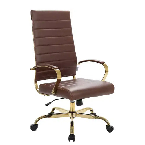 HomeStock 36 in.H Adjustable Height Brown Faux Leather Seat Material with Adjustable Tilt Office Chairs