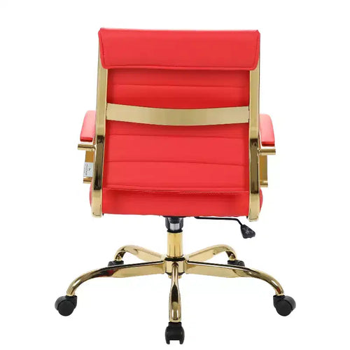 HomeStock 36 in.H Adjustable Height Brown Faux Leather Seat Material with Adjustable Tilt Office Chairs