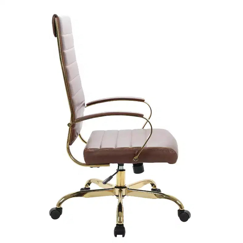 HomeStock 36 in.H Adjustable Height Brown Faux Leather Seat Material with Adjustable Tilt Office Chairs