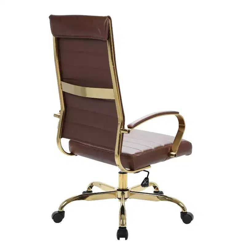 HomeStock 36 in.H Adjustable Height Brown Faux Leather Seat Material with Adjustable Tilt Office Chairs