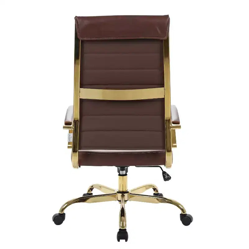 HomeStock 36 in.H Adjustable Height Brown Faux Leather Seat Material with Adjustable Tilt Office Chairs