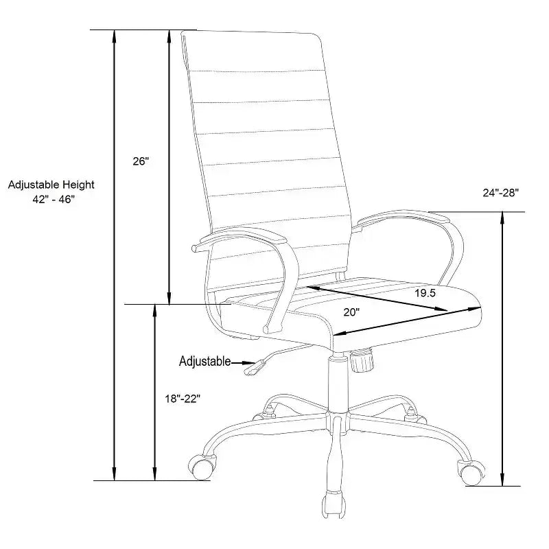 HomeStock 36 in.H Adjustable Height Brown Faux Leather Seat Material with Adjustable Tilt Office Chairs