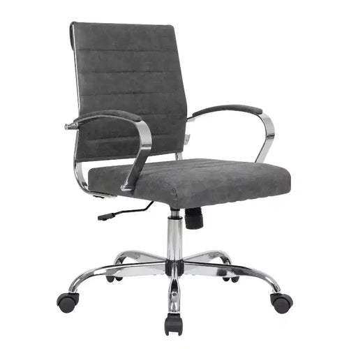 HomeStock 38.6 in.H Fixed Height Black Faux Leather Seat Material with Casters/Wheels Office Chairs