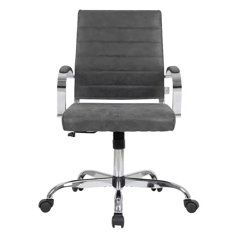 HomeStock 38.6 in.H Fixed Height Black Faux Leather Seat Material with Casters/Wheels Office Chairs