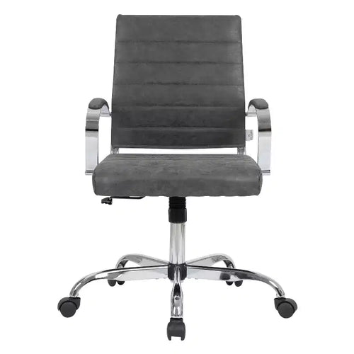 HomeStock 38.6 in.H Fixed Height Black Faux Leather Seat Material with Casters/Wheels Office Chairs