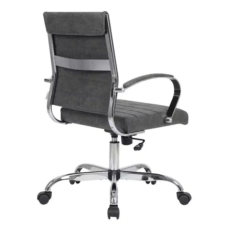 HomeStock 38.6 in.H Fixed Height Black Faux Leather Seat Material with Casters/Wheels Office Chairs