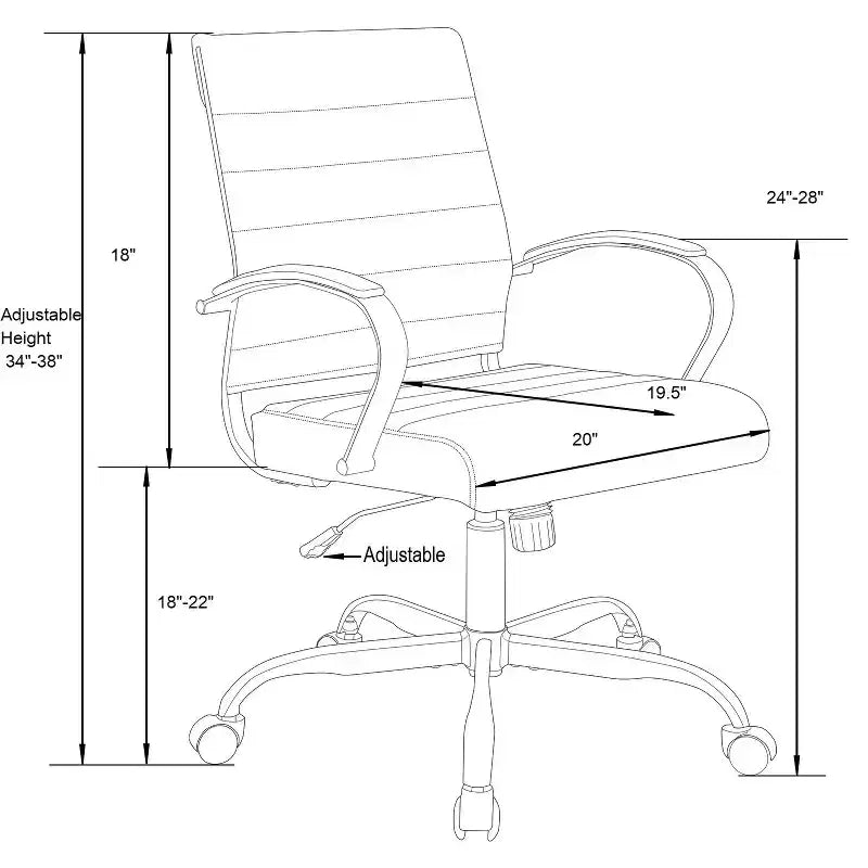 HomeStock 38.6 in.H Fixed Height Black Faux Leather Seat Material with Casters/Wheels Office Chairs