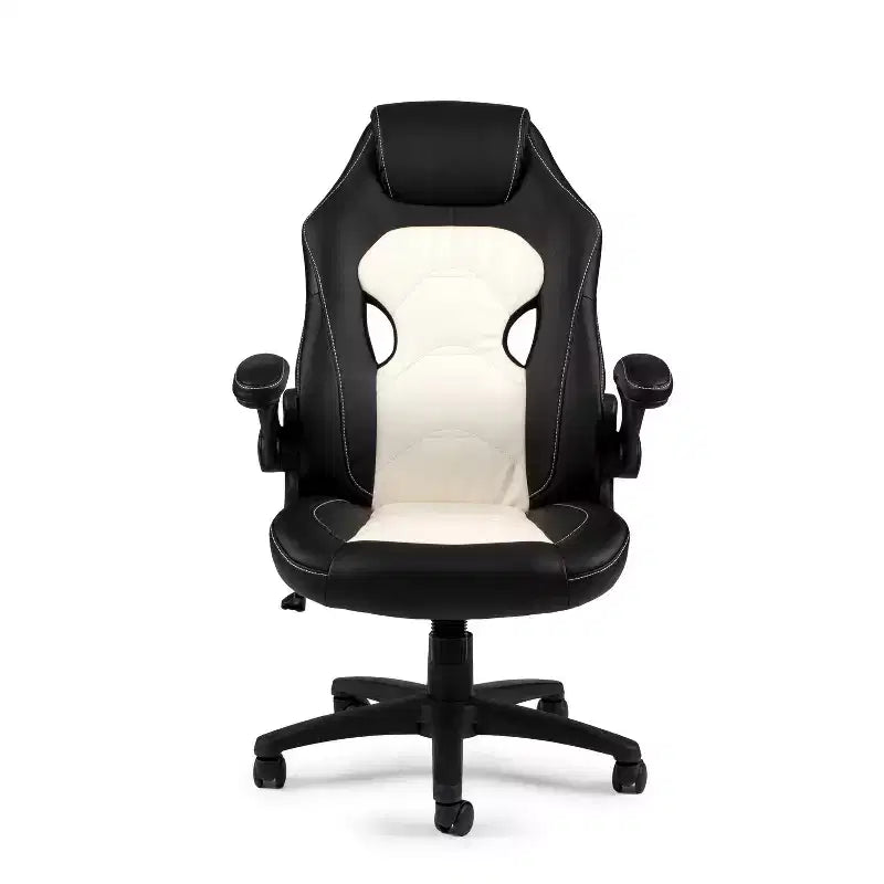 HomeStock 41 in.H Adjustable Height Black Faux Leather Seat Material with Swivels Office Chairs