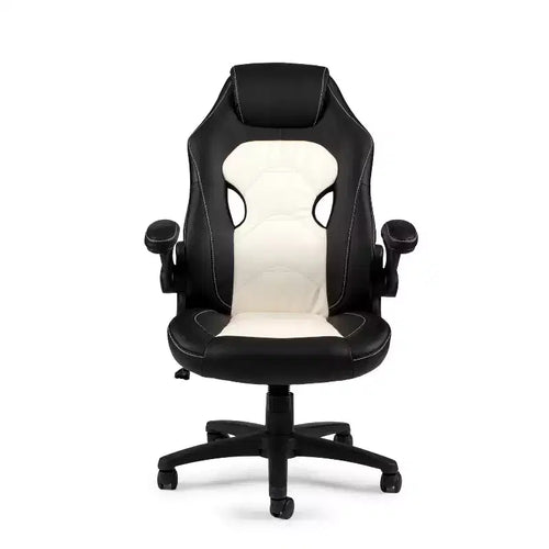 HomeStock 41 in.H Adjustable Height Black Faux Leather Seat Material with Swivels Office Chairs
