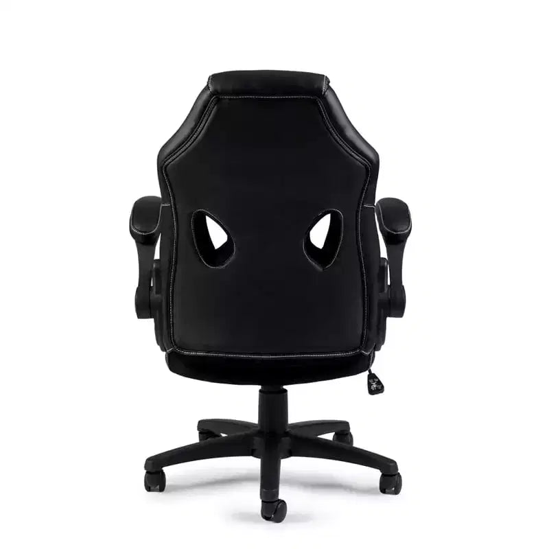 HomeStock 41 in.H Adjustable Height Black Faux Leather Seat Material with Swivels Office Chairs