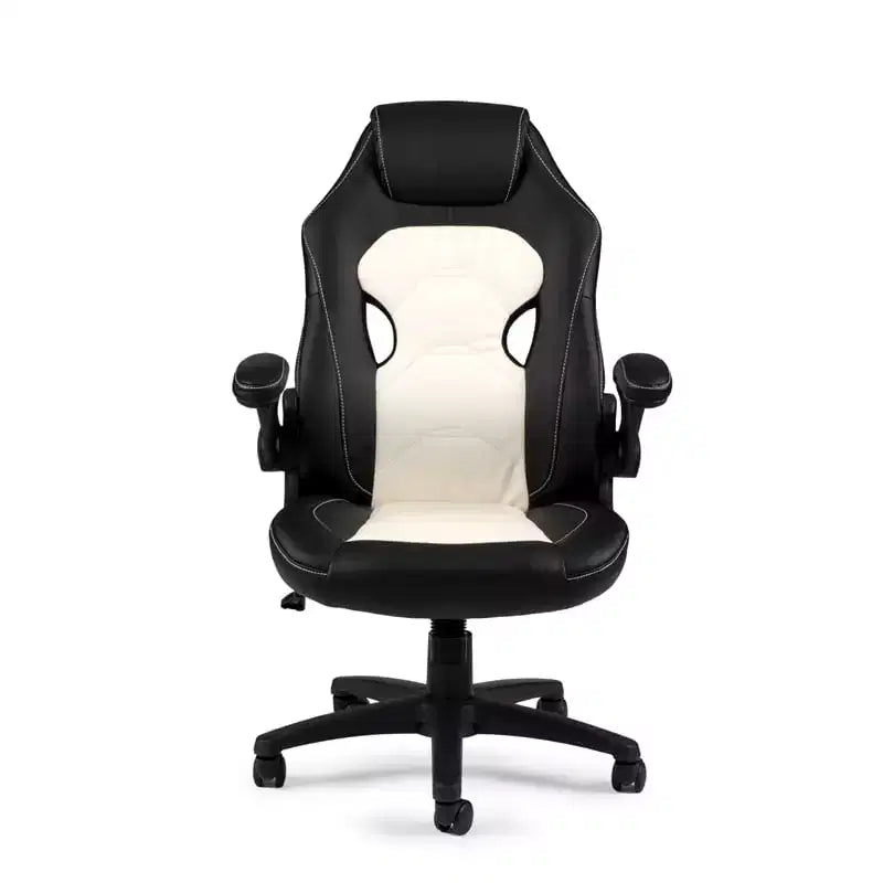 HomeStock 41 in.H Adjustable Height Black Faux Leather Seat Material with Swivels Office Chairs