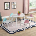 Whisen Kids Table and Chair Set High-Quality Wood Hidden Storage Mesh Bag Multi-Functional for Indoor/Outdoor Use - White