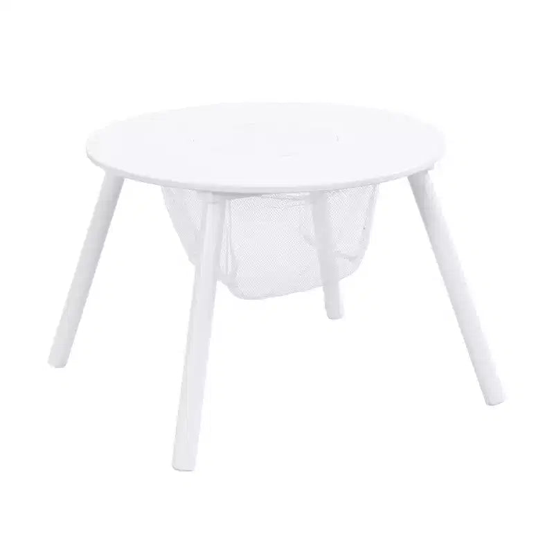 Whisen Kids Table and Chair Set High-Quality Wood Hidden Storage Mesh Bag Multi-Functional for Indoor/Outdoor Use - White