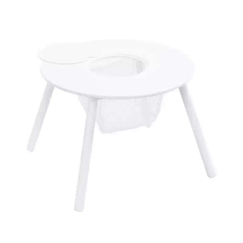 Whisen Kids Table and Chair Set High-Quality Wood Hidden Storage Mesh Bag Multi-Functional for Indoor/Outdoor Use - White