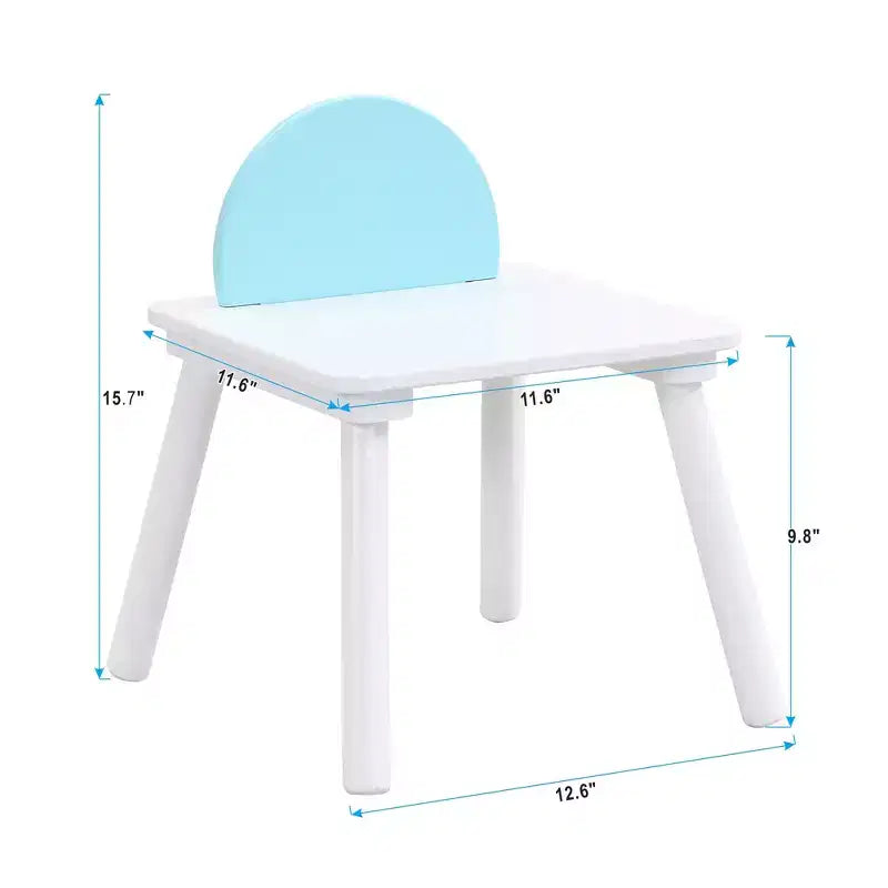 Whisen Kids Table and Chair Set High-Quality Wood Hidden Storage Mesh Bag Multi-Functional for Indoor/Outdoor Use - White