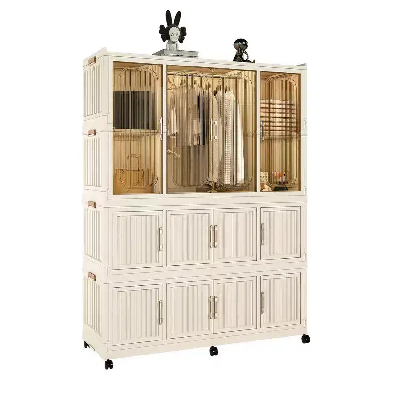 Whisen Wardrobe Closet Storage Organizer Clothes Dresser 9 Magnetic Doors-9 Cubes & 1 Hanging Rod 6 pcs Hangers