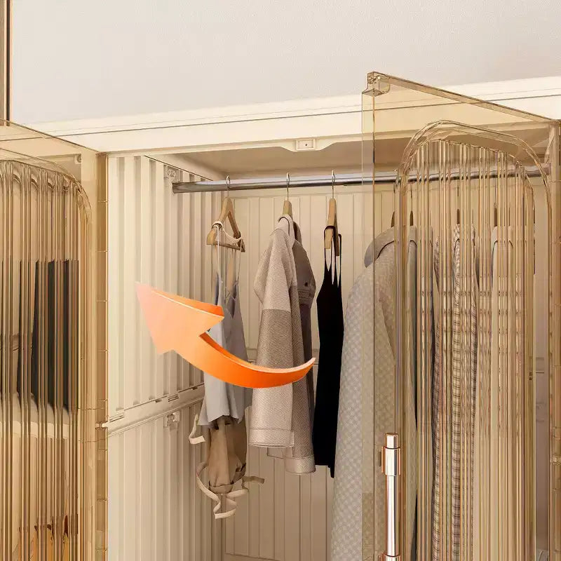 Whisen Wardrobe Closet Storage Organizer Clothes Dresser 9 Magnetic Doors-9 Cubes & 1 Hanging Rod 6 pcs Hangers