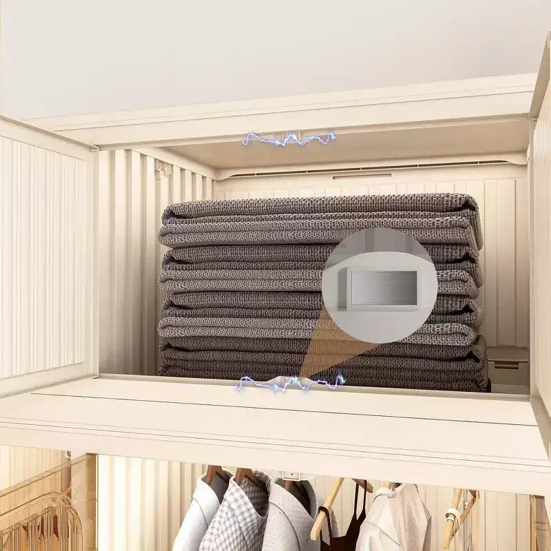 Whisen Wardrobe Closet Storage Organizer Clothes Dresser 9 Magnetic Doors-9 Cubes & 1 Hanging Rod 6 pcs Hangers