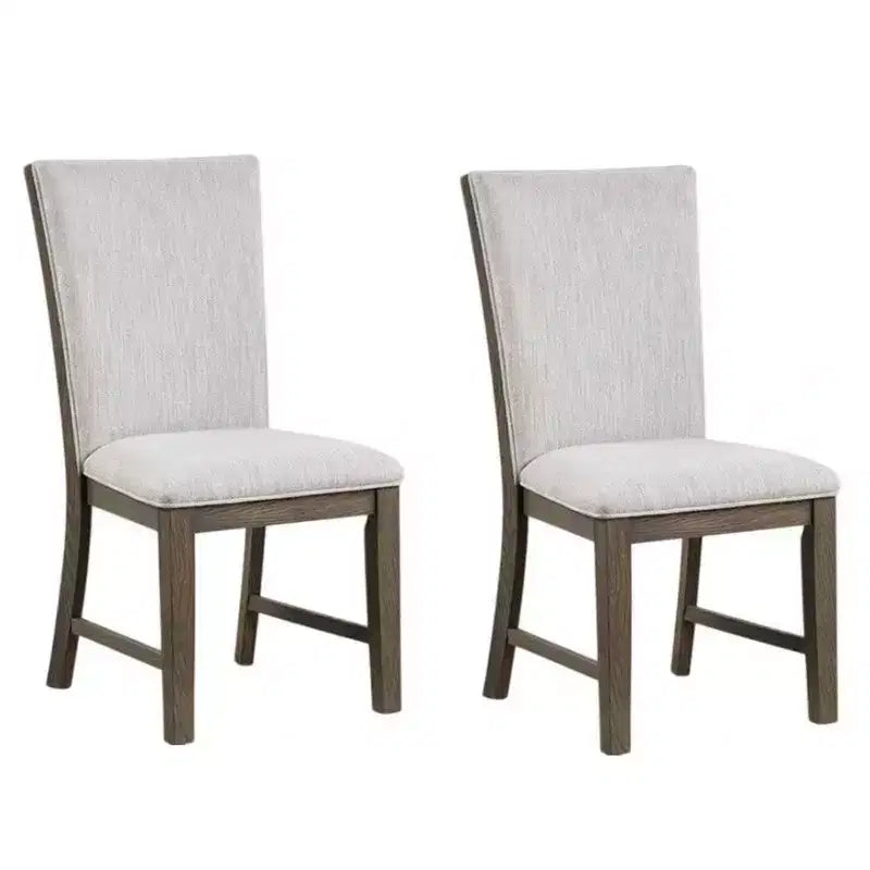 Royal Hampton Side Dining Chair Set of 2 Oak Brown Wood Gray Fabric and Foam
