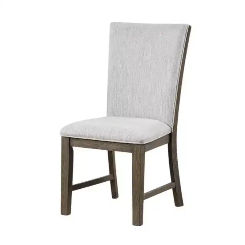 Royal Hampton Side Dining Chair Set of 2 Oak Brown Wood Gray Fabric and Foam