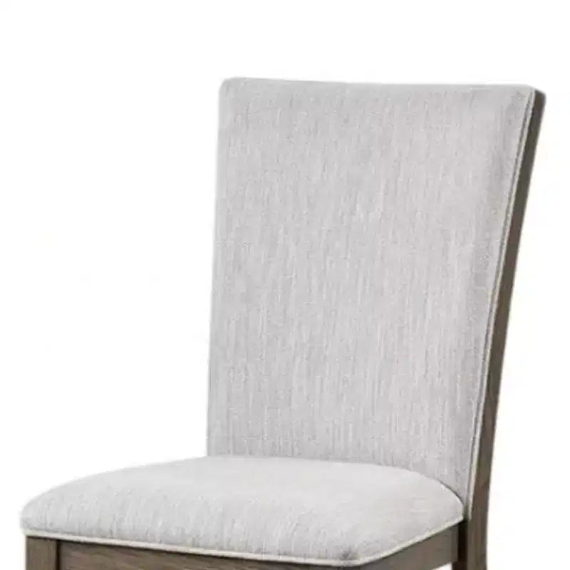 Royal Hampton Side Dining Chair Set of 2 Oak Brown Wood Gray Fabric and Foam