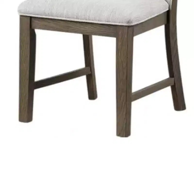 Royal Hampton Side Dining Chair Set of 2 Oak Brown Wood Gray Fabric and Foam
