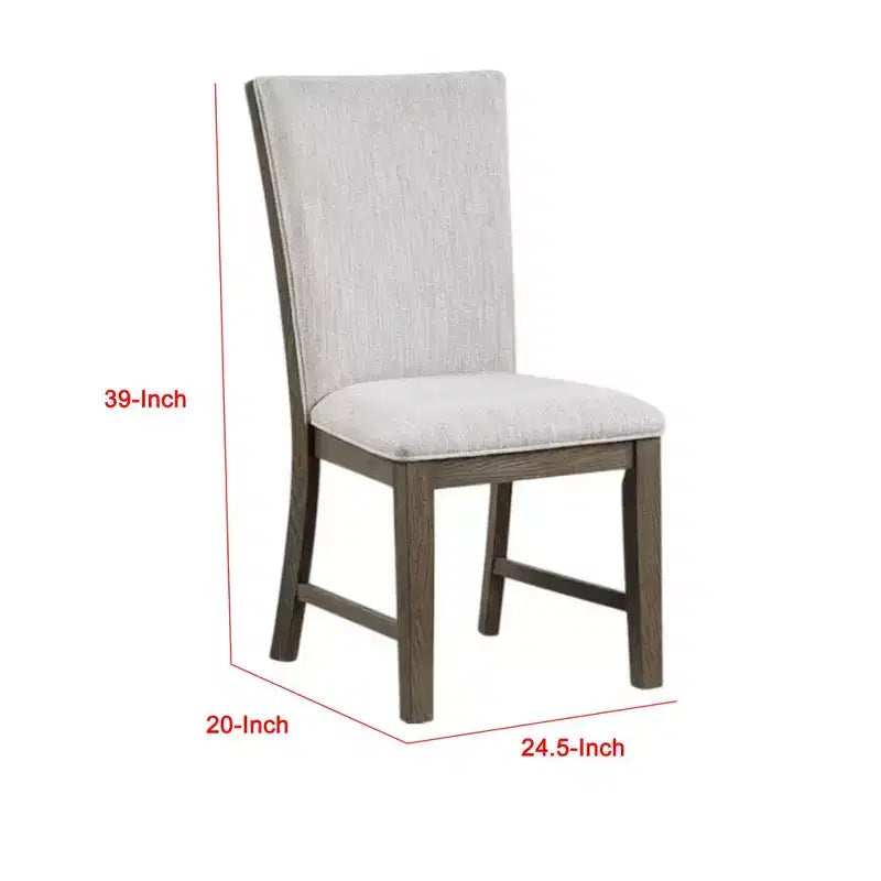 Royal Hampton Side Dining Chair Set of 2 Oak Brown Wood Gray Fabric and Foam