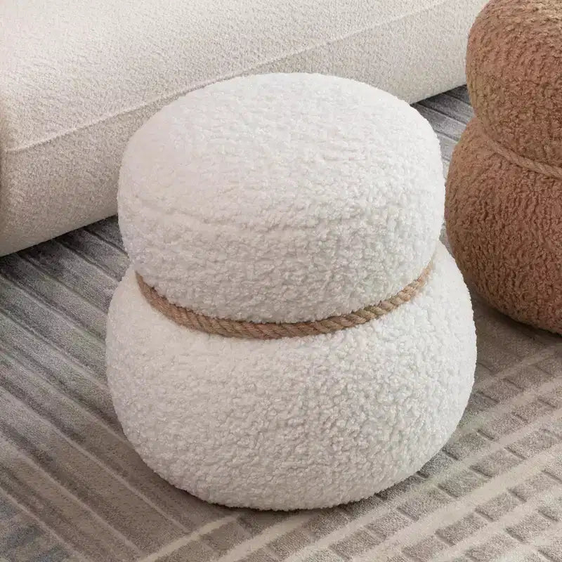 GDFStudio Brielle Modern Broadcloth Pleat Snowman Stool