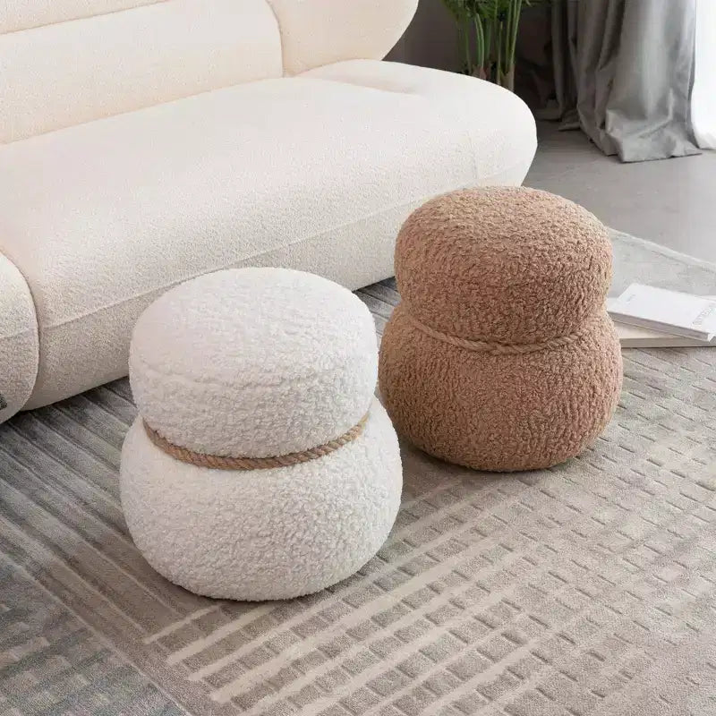 GDFStudio Brielle Modern Broadcloth Pleat Snowman Stool