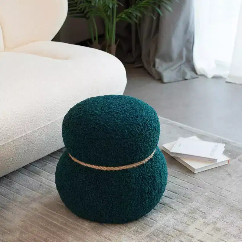 GDFStudio Brielle Modern Broadcloth Pleat Snowman Stool
