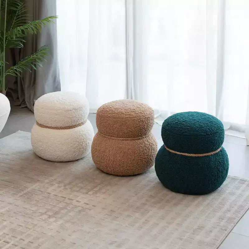 GDFStudio Brielle Modern Broadcloth Pleat Snowman Stool