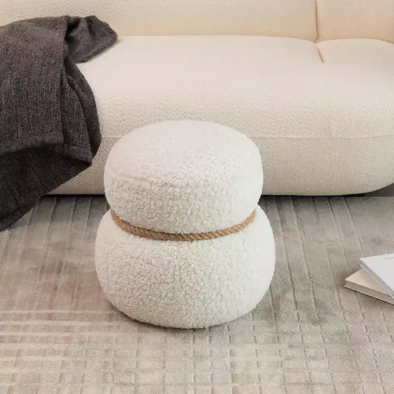 GDFStudio Brielle Modern Broadcloth Pleat Snowman Stool
