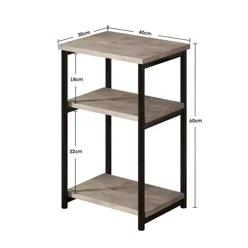 3 Tier Rustic Side Table for Small Spaces Small Wood Farmhouse End Table with Storage Shelves Slim Nightstand for Bedroom Living Room Office