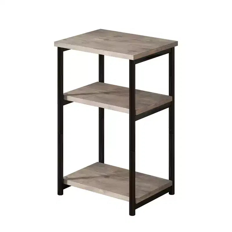 3 Tier Rustic Side Table for Small Spaces Small Wood Farmhouse End Table with Storage Shelves Slim Nightstand for Bedroom Living Room Office
