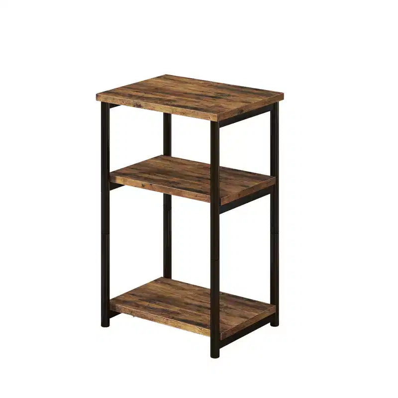 3 Tier Rustic Side Table for Small Spaces Small Wood Farmhouse End Table with Storage Shelves Slim Nightstand for Bedroom Living Room Office