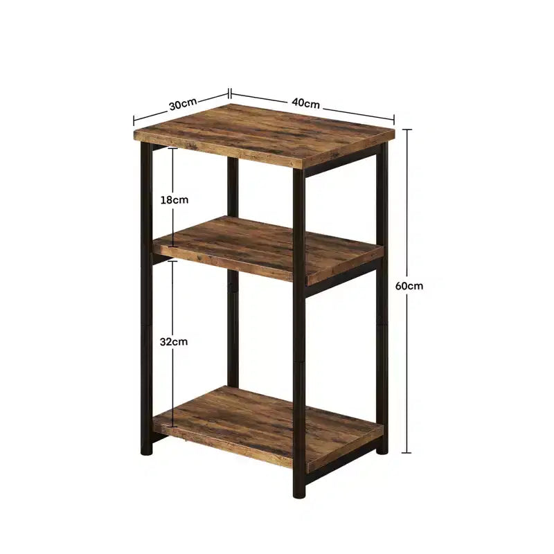 3 Tier Rustic Side Table for Small Spaces Small Wood Farmhouse End Table with Storage Shelves Slim Nightstand for Bedroom Living Room Office